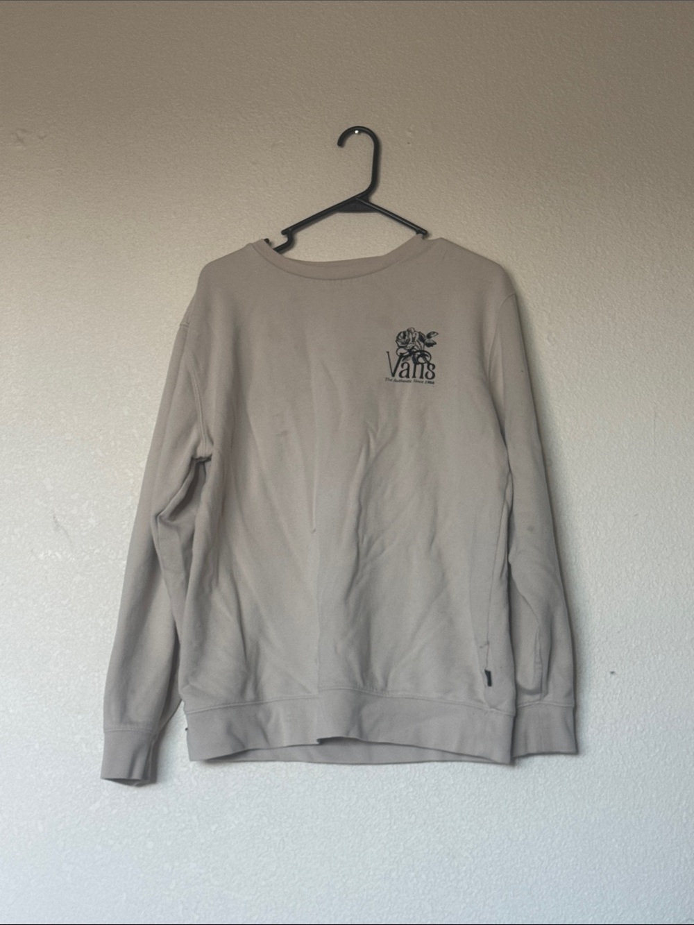Vans Men's Crewneck Sweatshirt in Beige with Small Chest Logo